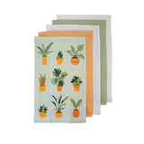 Table Linen & Kitchen Towels: Ladelle Set of 5 Plant Life Cotton Kitchen Tea Towels 50 x 70 cm Green