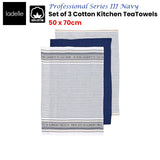 Table Linen & Kitchen Towels: Ladelle Set of 3 Professional Series III Cotton Kitchen Tea Towels Navy 50 x 70 cm