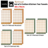 Table Linen & Kitchen Towels: Ladelle Set of 4 Retreat Cotton Kitchen Tea Towels 50 x 70 cm Mix
