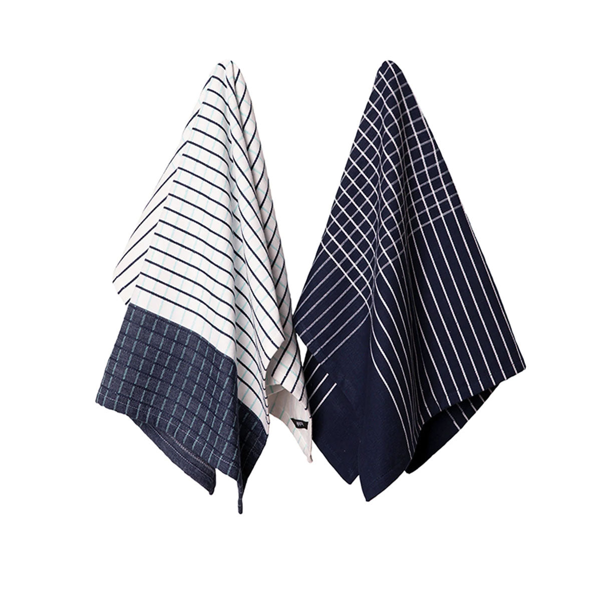 Table Linen & Kitchen Towels: Ladelle Kyrie Cotton Set of 2 Jumbo Kitchen Towels 60 x 80 cm Navy