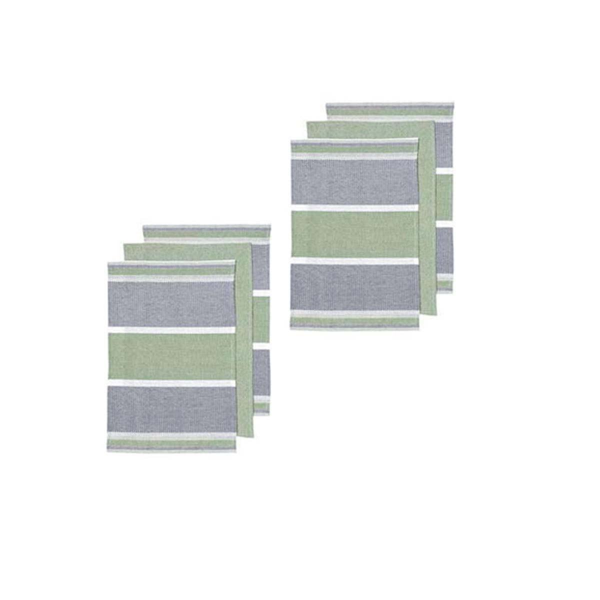 Table Linen & Kitchen Towels: Ladelle Revive Block Woven Set of 6 Cotton Kitchen Towels Sage
