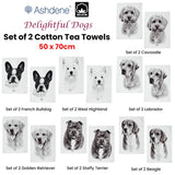 Table Linen & Kitchen Towels: Set of 2 Delightful Dogs Cotton Kitchen Tea Towels 50 x 70 cm Staffy Terrier