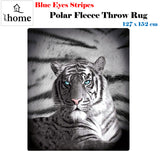Blankets & Throws: Just Home Blue Eyes Stripes Tiger Polar Fleece Throw Rug