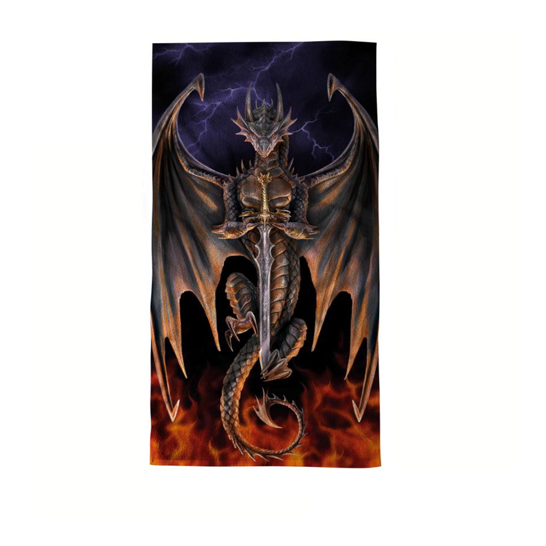 Beach Towels: Anne Stokes Dragon Warrior Beach Towel 75 x 150 cm