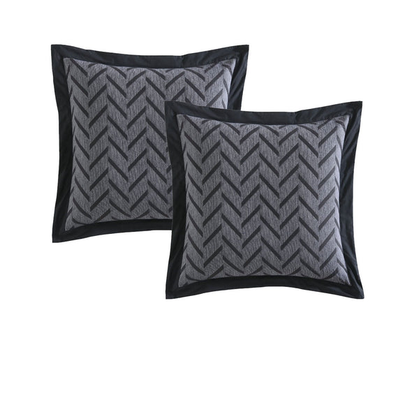 Private Collection Pair of Westport Charcoal Jacquard European Pillowcases 65 x 65cm