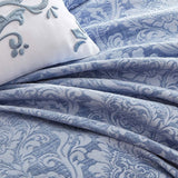 Private Collection Monterey Wedgwood Plain Dyed Chenille Jacquard Quilt Cover Set Queen