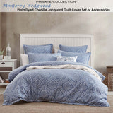 Private Collection Monterey Wedgwood Plain Dyed Chenille Jacquard Quilt Cover Set Super King