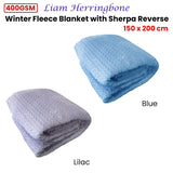 Blankets & Throws: Ardor Liam Lilac Winter Fleece Blanket with Sherpa Reverse 150x200cm
