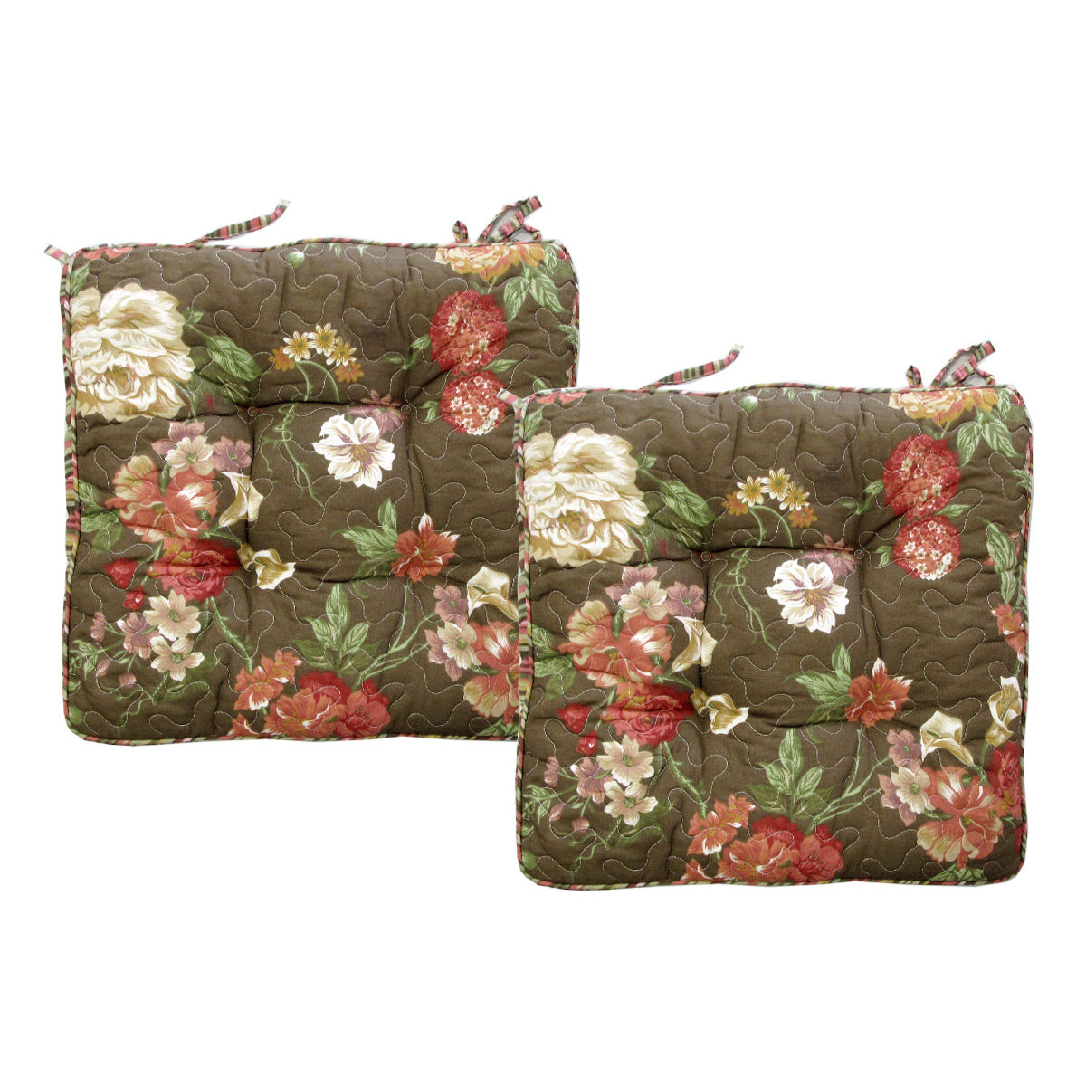 Cushions & Throws: Lylac Homewares Petal Delights Set of 2 Cotton Chair Pads Elsa Brown
