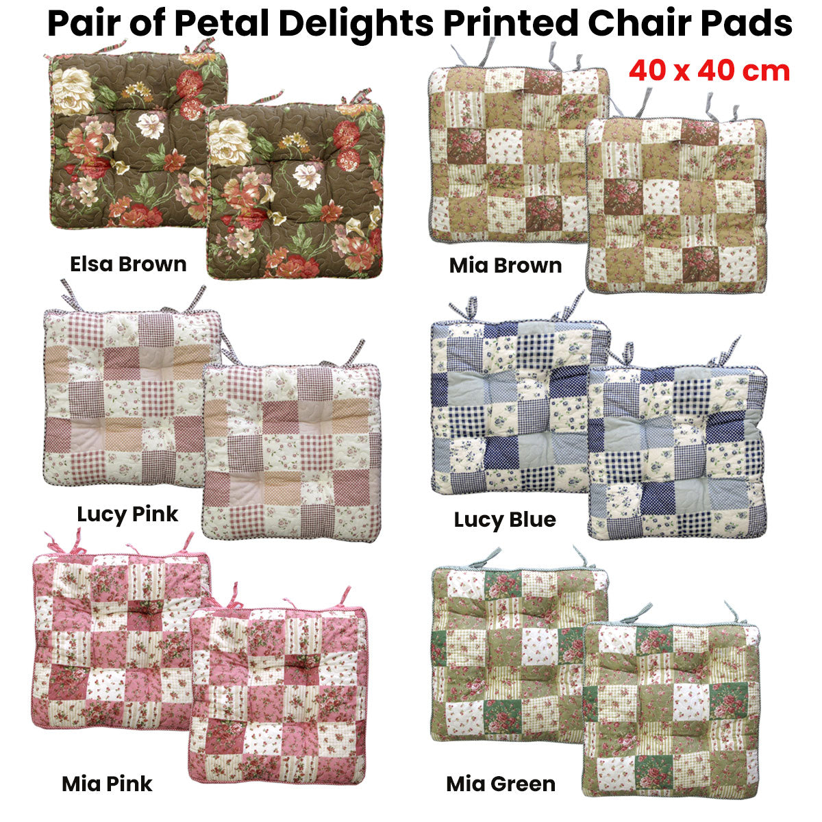 Cushions & Throws: Lylac Homewares Petal Delights Set of 2 Cotton Chair Pads Elsa Brown
