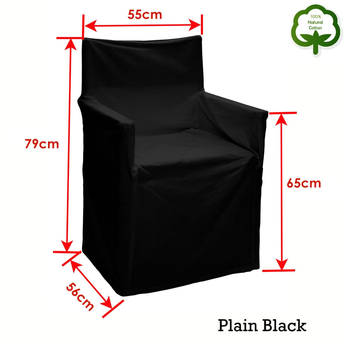 Sofa Accessories: Rans Alfresco 100% Cotton Director Chair Cover - Plain Black