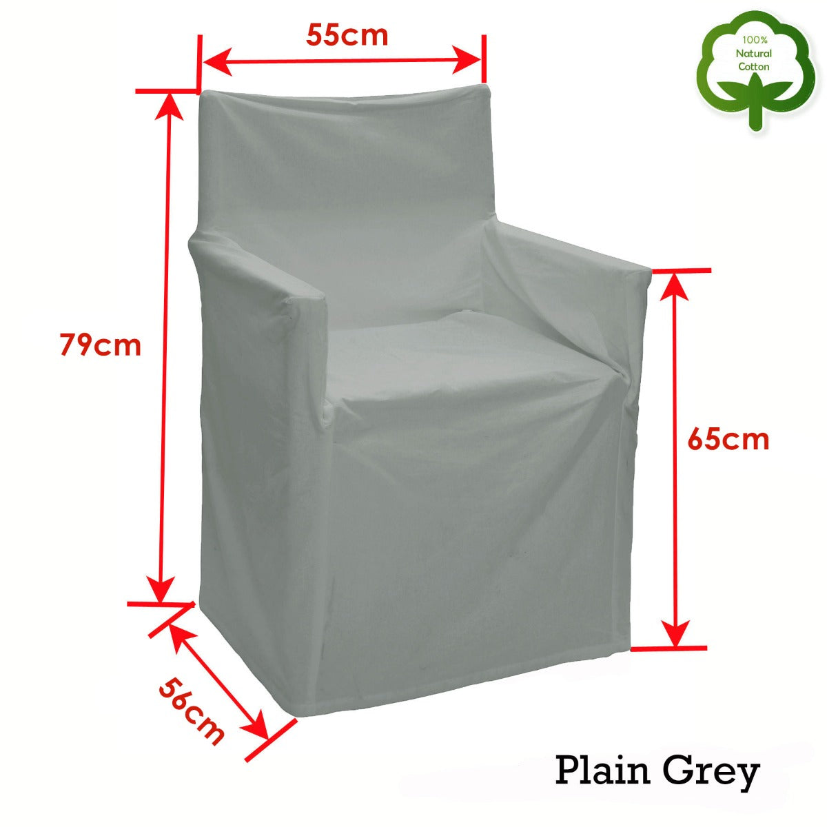 Sofa Accessories: Rans Alfresco 100% Cotton Director Chair Cover - Plain Grey