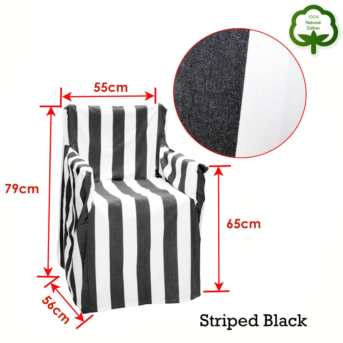 Sofa Accessories: Rans Alfresco 100% Cotton Director Chair Cover - Striped Black