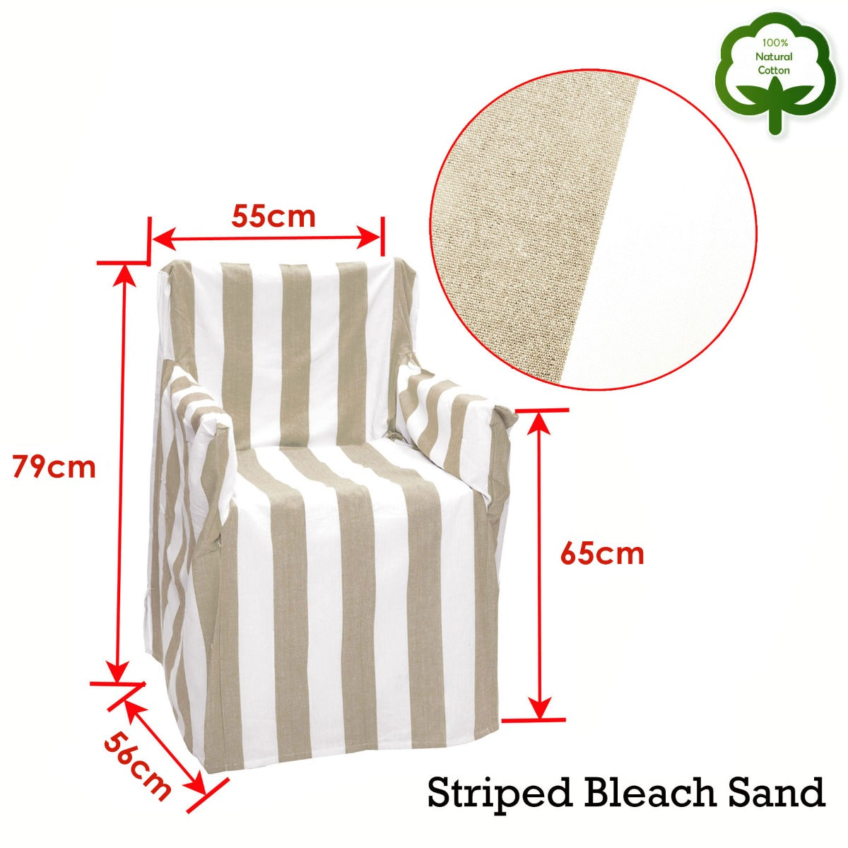 Sofa Accessories: Rans Alfresco 100% Cotton Director Chair Cover - Striped Bleach Sand