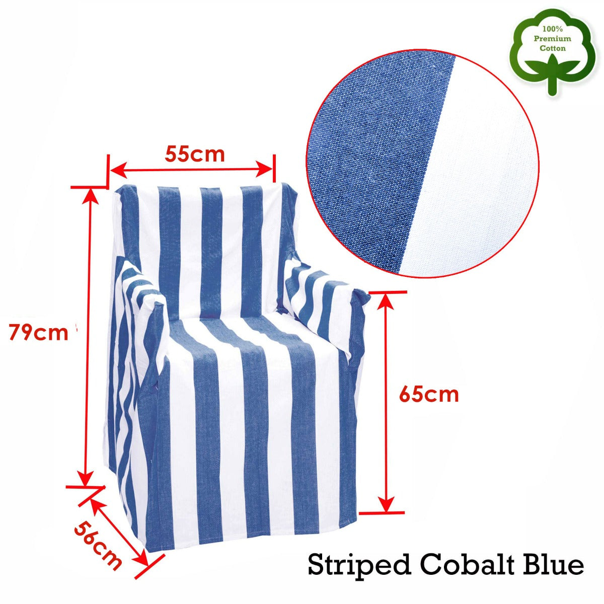 Sofa Accessories: Rans Alfresco 100% Cotton Director Chair Cover - Striped Cobalt Blue