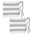 Cushions & Throws: Rans Set of 2 Alfresco Cotton Chair Pads 40x40 cm - Striped Silver