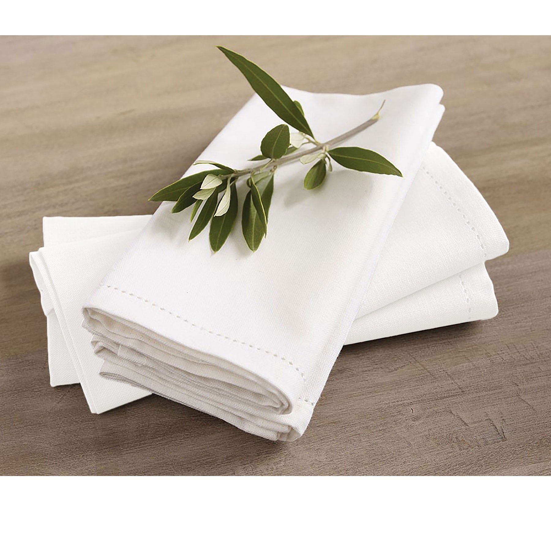 Table Linen & Kitchen Towels: Rans Set of 4 Cotton Hemstitch Napkins - White