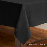Table Linen & Kitchen Towels: Rans Pure Cotton Hemstitch Tablecloth 150 x 260 cm - Black
