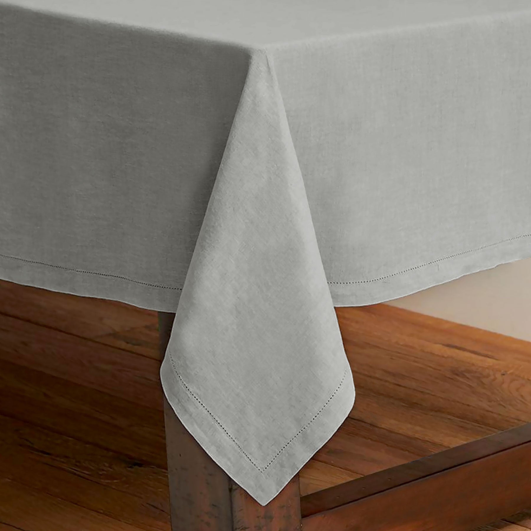 Table Linen & Kitchen Towels: Rans Pure Cotton Hemstitch Tablecloth 150 x 260 cm - Grey