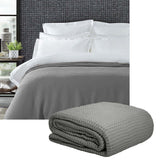 Blankets & Throws: Living @ Home 350gsm 100% Cotton Breathable Waffle Blanket Queen 240 x 255 cm Charcoal
