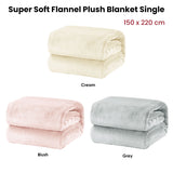 Blankets & Throws: Super Soft Micro Flannel Plush Blanket Single 150 x 220 cm Blush