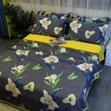 100% Cotton Coverlet Set Embroidered Orchid Queen