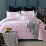 Quilts & Duvets: Cotton Rich Lightly Quilted Coverlet Set Floriade Pink Queen
