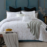 Quilts & Duvets: Cotton Rich Lightly Quilted Coverlet Set Floriade White King