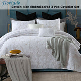 Quilts & Duvets: Cotton Rich Lightly Quilted Coverlet Set Floriade White King