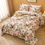 100% Cotton Lightly Quilted Coverlet Set Granada Cream Queen