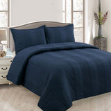 Quilts & Duvets: Lewis Navy 3 Pce Lightly Quilted Polyester Cotton Coverlet Set Queen