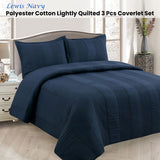 Quilts & Duvets: Lewis Navy 3 Pce Lightly Quilted Polyester Cotton Coverlet Set Queen
