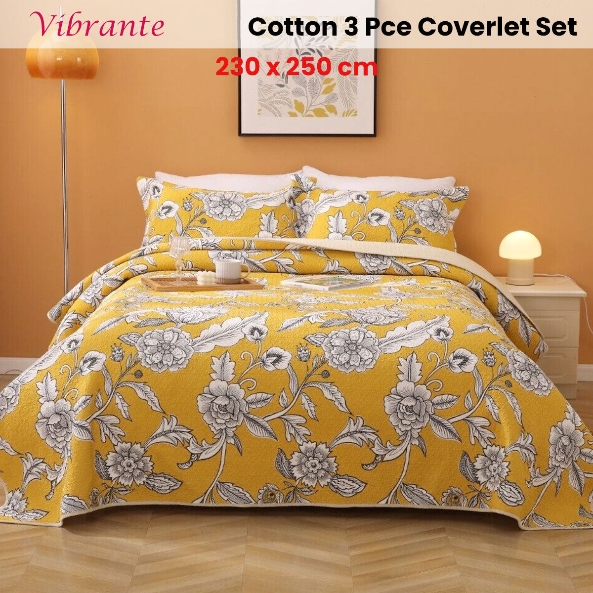 Cotton Lightly Quilted Coverlet Set Vibrante Yellow Queen