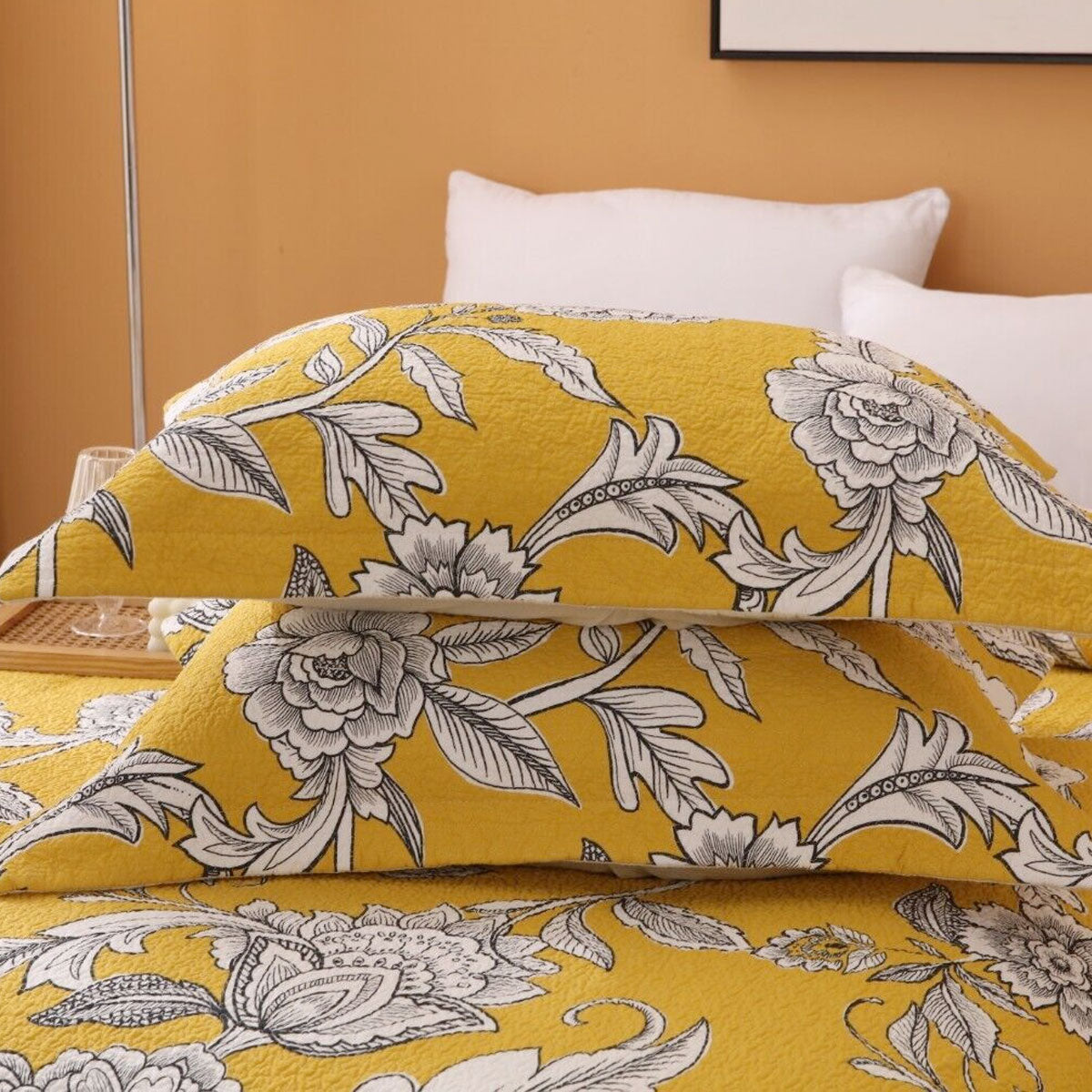 Cotton Lightly Quilted Coverlet Set Vibrante Yellow Queen
