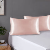 Pillowcases: Pair of Standard Satin Silk Pillowcases with Envelope Closure 51 x 76 cm Rose