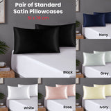 Pillowcases: Pair of Standard Satin Silk Pillowcases with Envelope Closure 51 x 76 cm Rose
