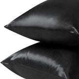 Pillowcases: Pair of Standard Satin Silk Pillowcases with Envelope Closure 51 x 76 cm Rose