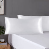 Pillowcases: Pair of King Satin Silk Pillowcases with Envelope Closure 51 x 102 cm White