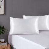 Pillowcases: Pair of Standard Satin Silk Pillowcases with Envelope Closure 51 x 76 cm White