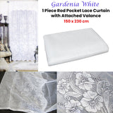 Curtains & Drapes: Gardenia White One Piece Rod Pocket Lace Curtain with Attached Valance