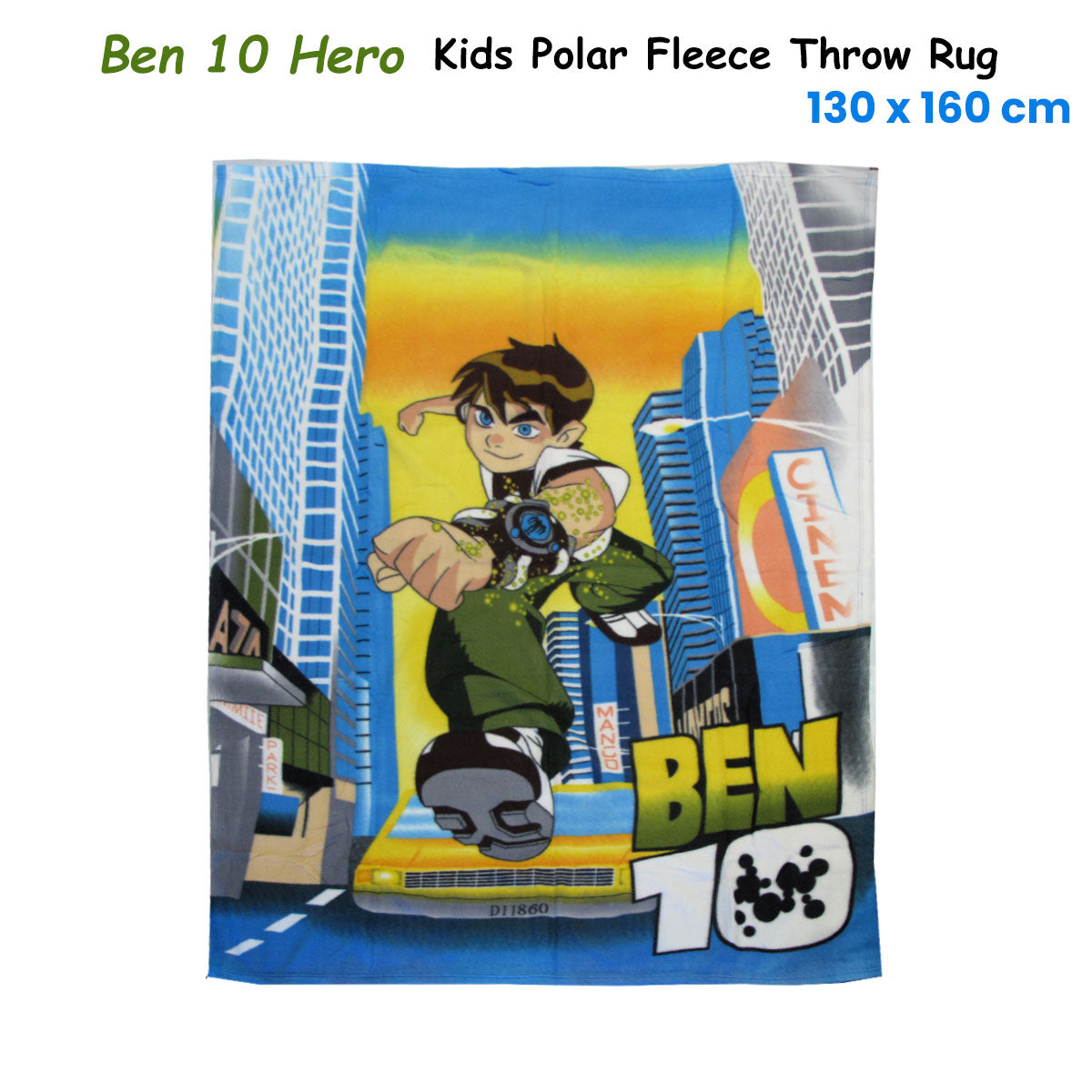 Blankets & Throws: Ben 10 Hero Printed Polar Fleece Throw Rug 130 x 160 cm