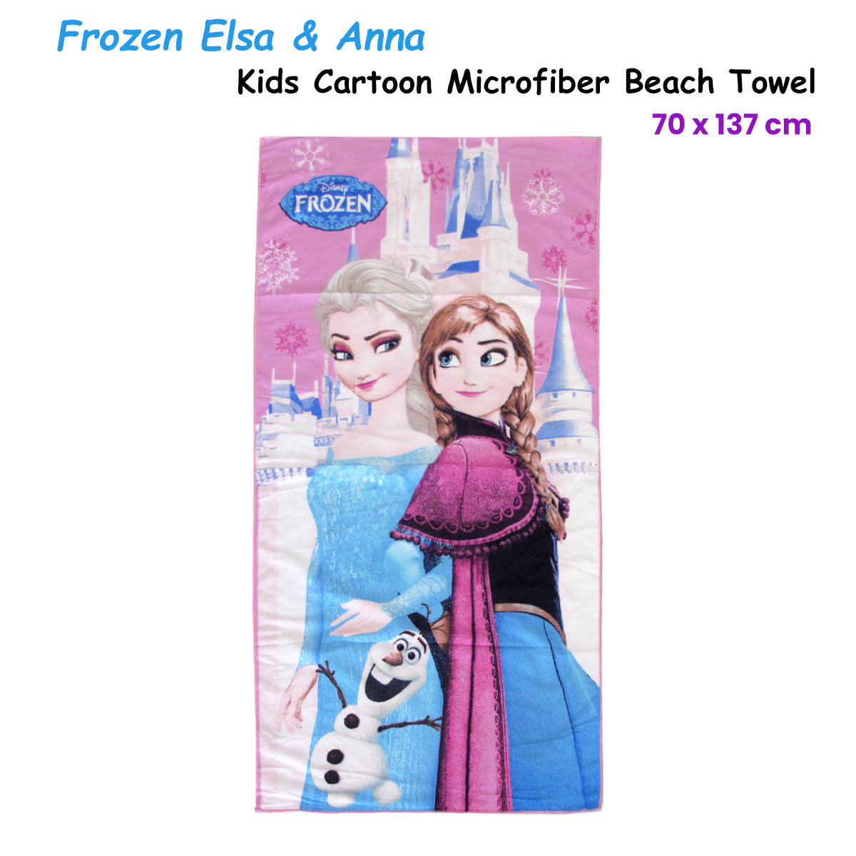 Beach Towels: Bloomington Frozen Elsa & Anna Kids Cartoon Printed Microfiber Beach Towel 70 x 137 cm