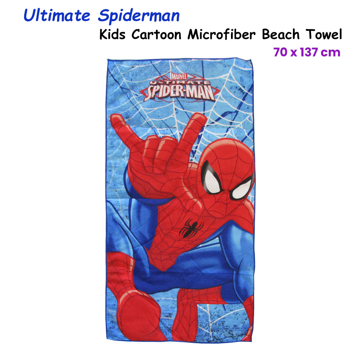 Beach Towels: Bloomington Ultimate Spiderman Kids Cartoon Printed Microfiber Beach Towel 70 x 137 cm