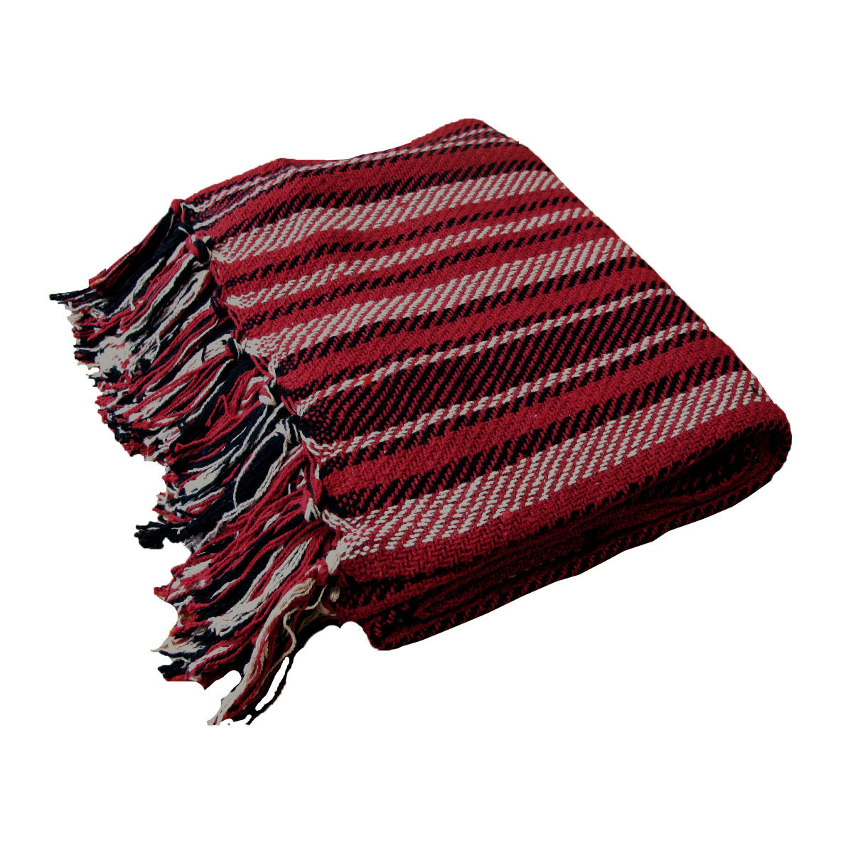 Blankets & Throws: Stella 100% Cotton Knitted Throw Rug Red Multi
