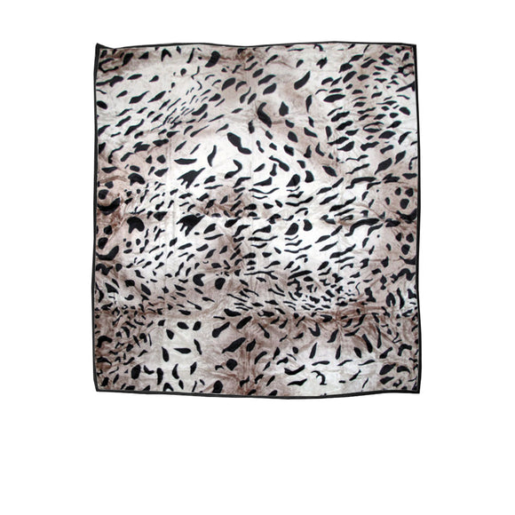 750gsm 3.5kg Double Layer Animal Print Faux Mink Blanket Queen 200x240 cm Taupe Jaguar