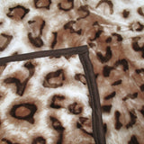 750gsm 3.5kg Double Layer Animal Print Faux Mink Blanket Queen 200x240 cm Brown Leopard