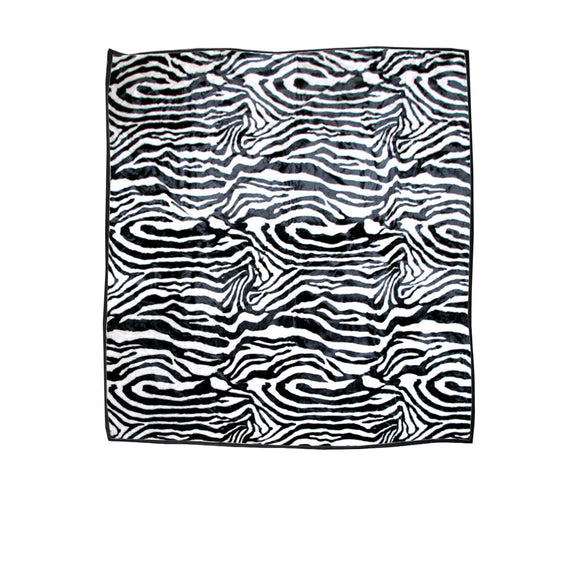 750gsm 3.5kg Double Layer Animal Print Faux Mink Blanket Queen 200x240 cm Wild Zebra