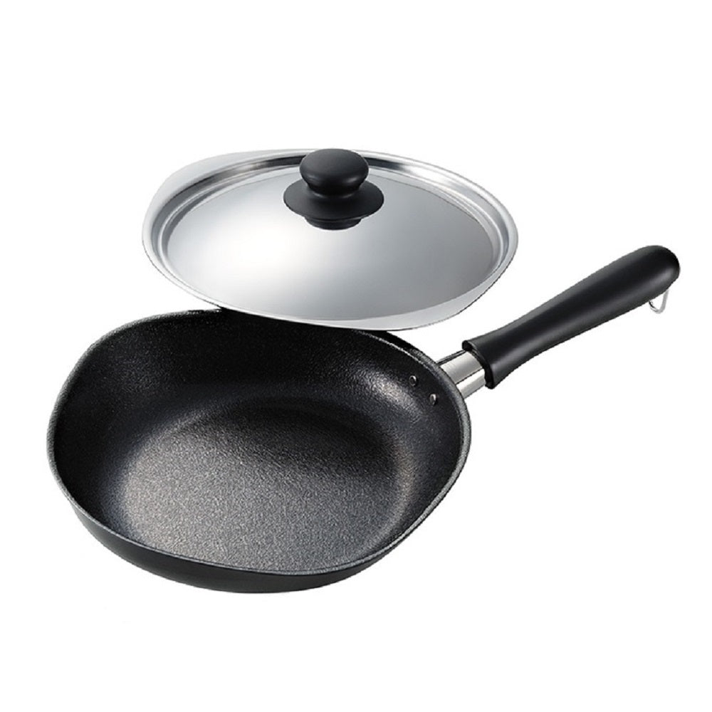 Skillets & Frying Pans: Sori Yanagi Japanese Cast Iron Frying Pan Skillet with Stainless Steel Lid - 22cm