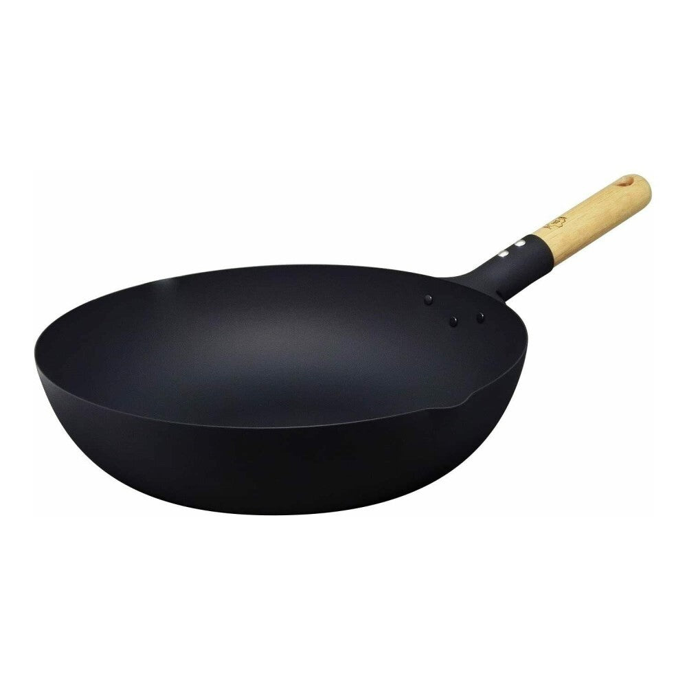 Kitchen Utensils: Takumi Premium Magma Plate Cast Iron Wok - Made in Japan - 30cm