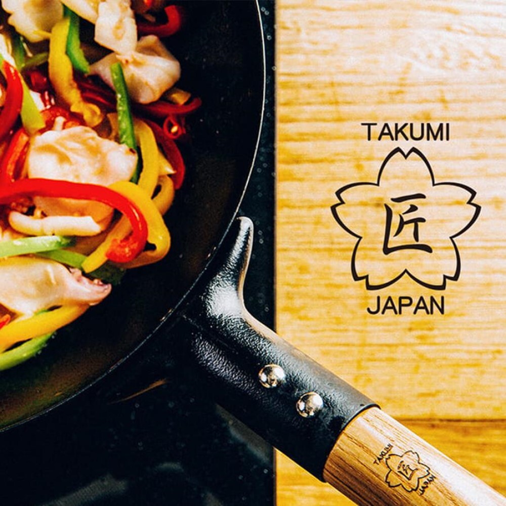 Kitchen Utensils: Takumi Premium Magma Plate Cast Iron Wok - Made in Japan - 30cm